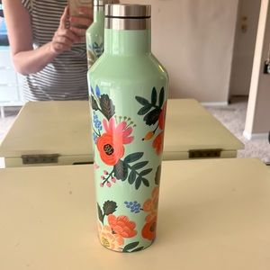 Used 2x-Corkcicle premium insulated water bottle floral green 16oz
